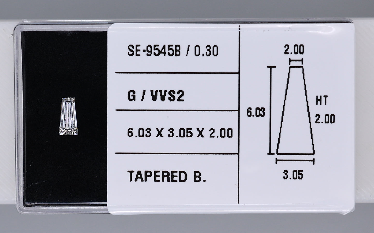 0.30 Carat Natural G VVS2 Tapered baguette Diamond SE-9545B