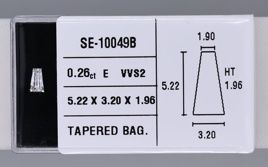 0.26 Carat Natural E VVS2 Tapered baguette Diamond SE-10049B