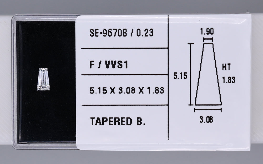 0.23 Carat Natural F VVS1 Tapered baguette Diamond SE-9670B