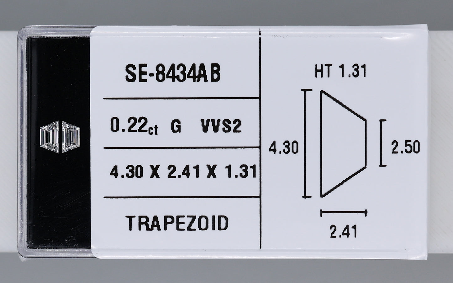 0.22 Carat Natural G VVS2 Trapezoid Diamond SE-8434AB