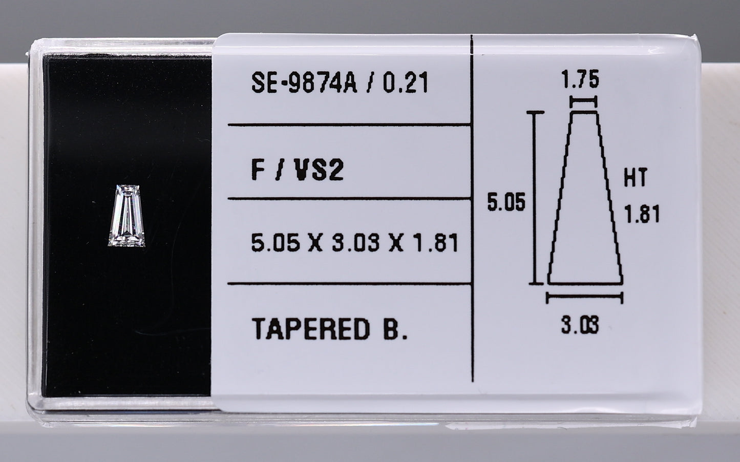 0.21 Carat Natural F VS2 Tapered baguette Diamond SE-9874A