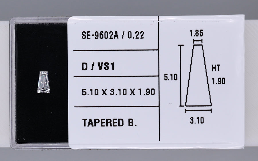 0.22 Carat Natural D VS1 Tapered baguette Diamond SE-9602A