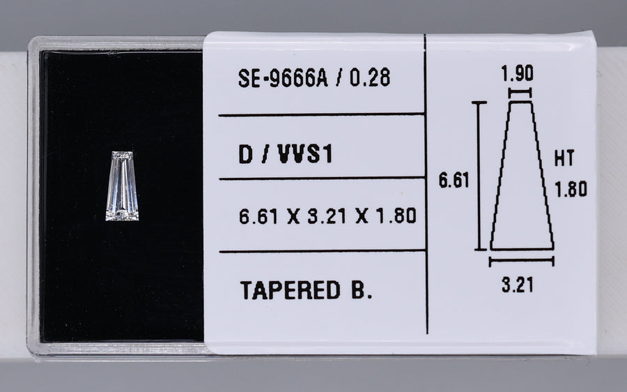 0.28 Carat Natural D VVS1 Tapered baguette Diamond SE-9666A