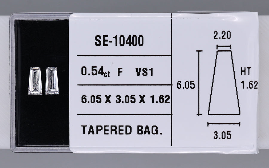 0.54 Carat Natural F VS1 Tapered baguette Diamond SE-10400
