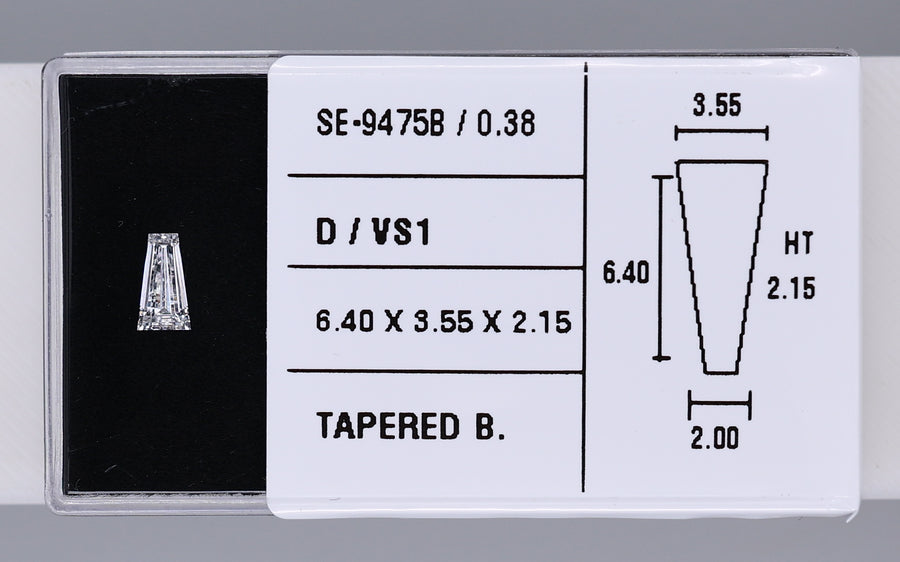 0.38 Carat Natural D VS1 Tapered baguette Diamond SE-9475B