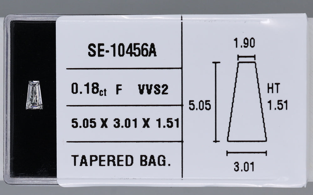 0.18 Carat Natural F VVS2 Tapered baguette Diamond SE-10456A