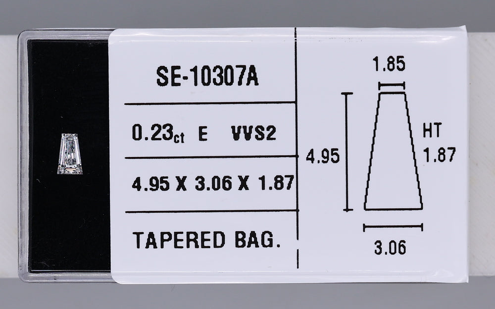 0.23 Carat Natural E VVS2 Tapered baguette Diamond SE-10307A