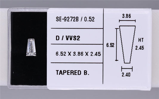 0.52 Carat Natural D VVS2 Tapered baguette Diamond SE-9272B