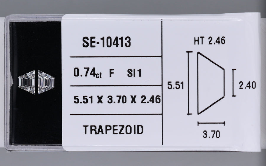 0.74 Carat Natural F SI1 Trapezoid Diamond SE-10413