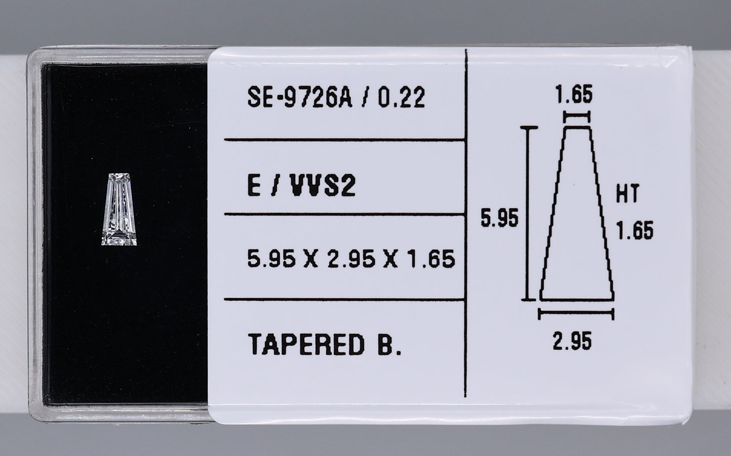 0.22 Carat Natural E VVS2 Tapered baguette Diamond SE-9726AA