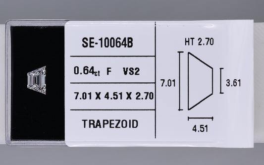 0.64 Carat Natural F VS2 Trapezoid Diamond SE-10064B