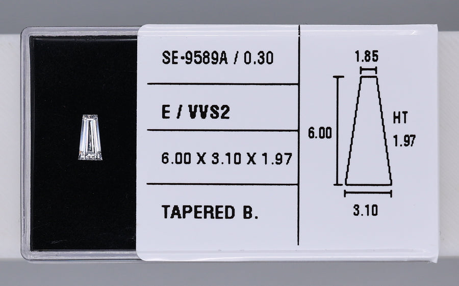 0.30 Carat Natural E VVS2 Tapered baguette Diamond SE-9589A