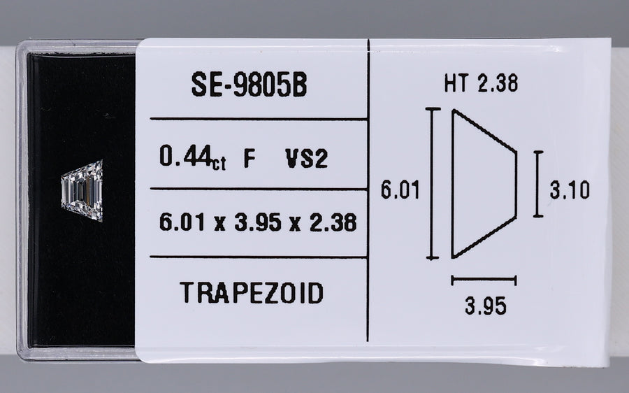 0.44 Carat Natural F VS2 Trapezoid Diamond SE-9805B