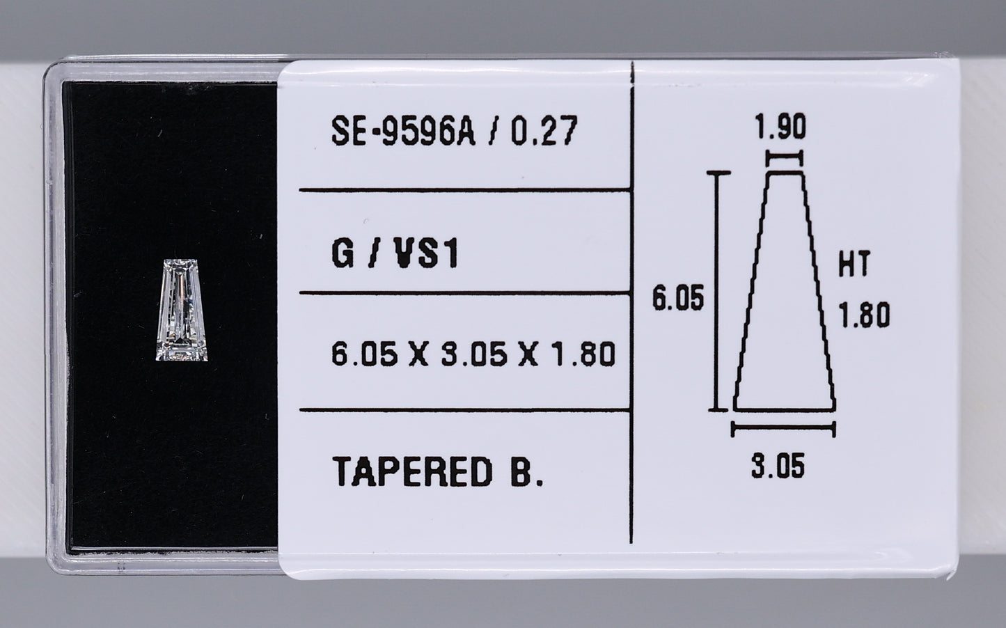 0.27 Carat Natural G VS1 Tapered baguette Diamond SE-9596A