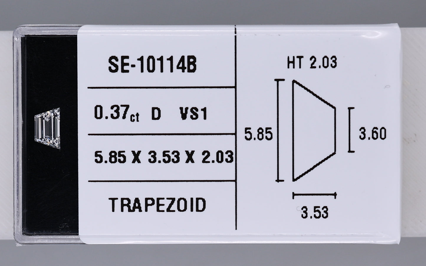 0.37 Carat Natural D VS1 Trapezoid Diamond SE-10114B
