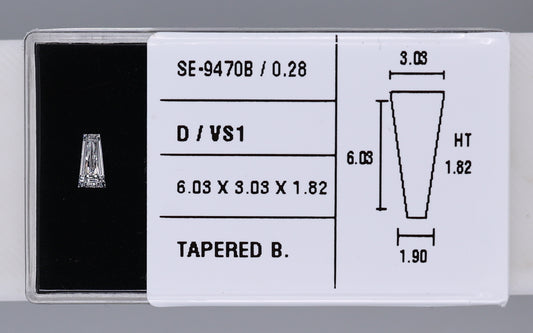 0.28 Carat Natural D VS1 Tapered baguette Diamond SE-9470B