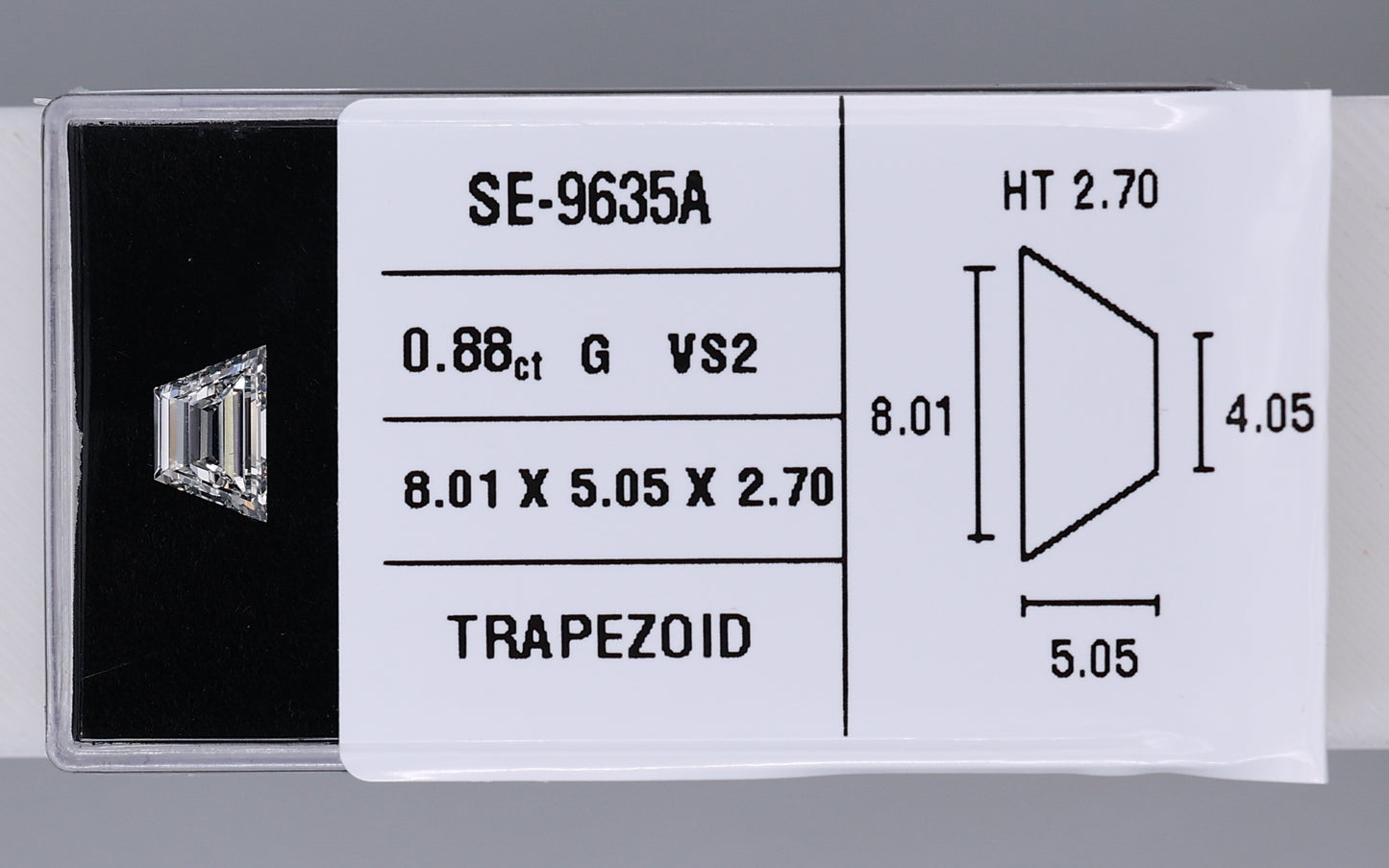 0.88 Carat Natural G VS2 Trapezoid Diamond SE-9635A