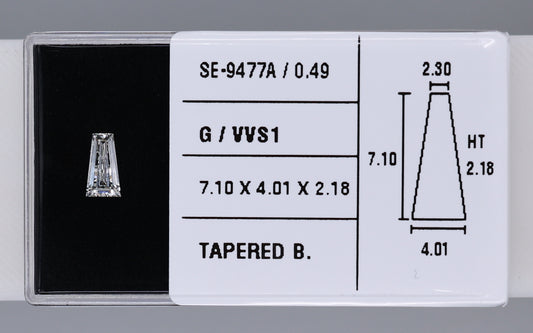 0.49 Carat Natural G VVS1 Tapered baguette Diamond SE-9477A