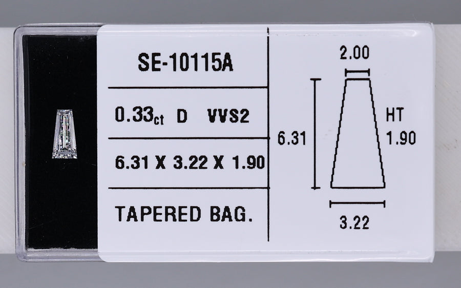 0.33 Carat Natural D VVS2 Tapered baguette Diamond SE-10115A