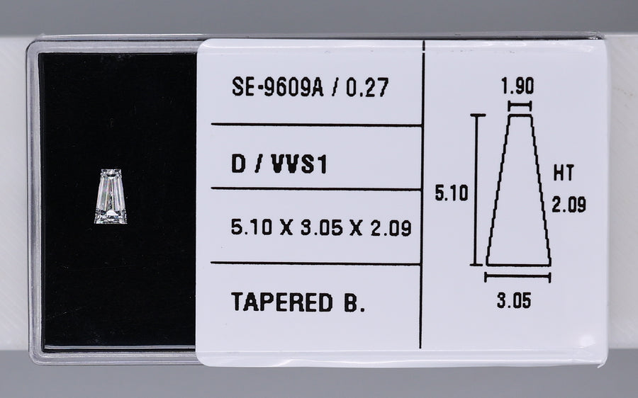 0.27 Carat Natural D VVS1 Tapered baguette Diamond SE-9609A