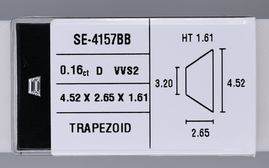 0.16 Carat Natural D VVS2 Trapezoid Diamond SE-4157BBB