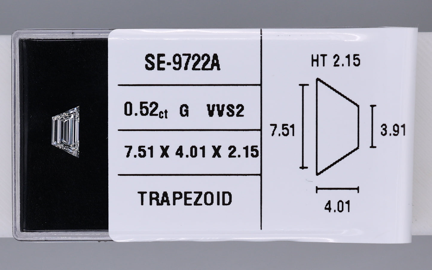 0.52 Carat Natural G VVS2 Trapezoid Diamond SE-9722A