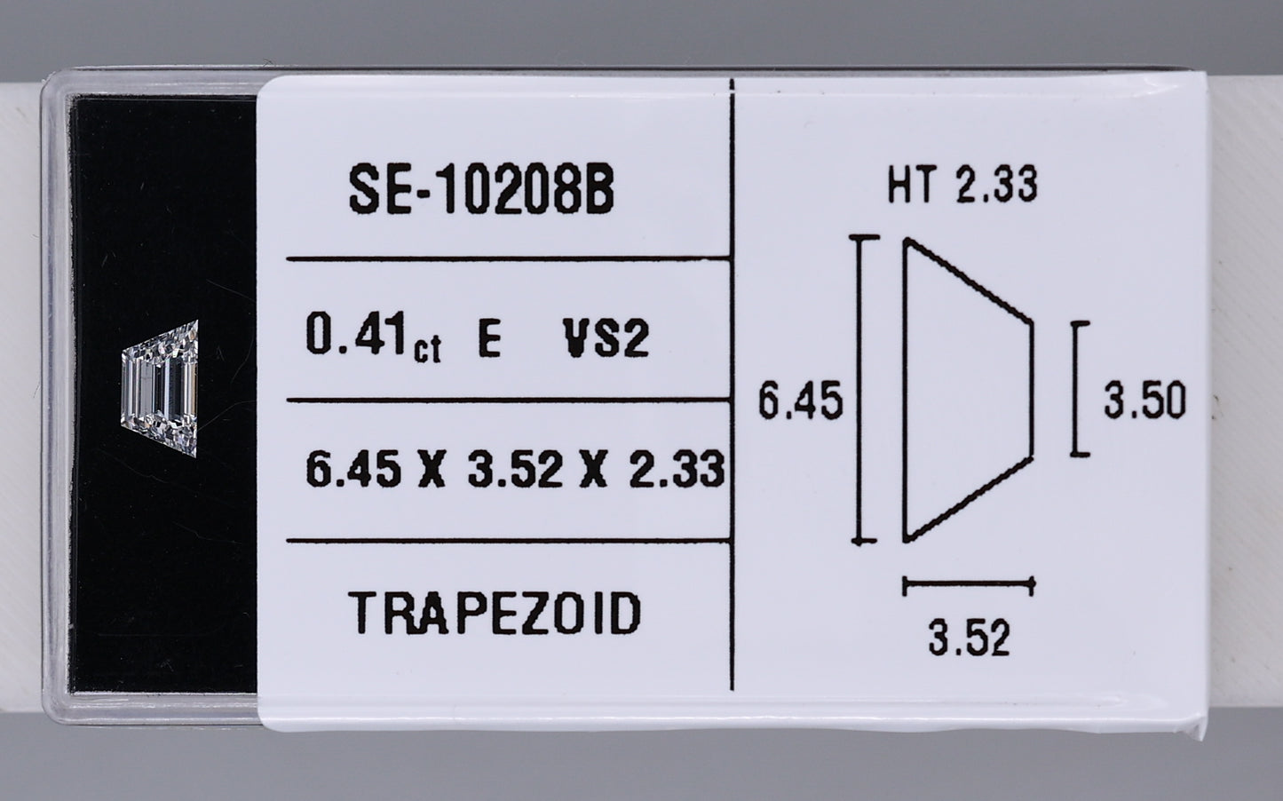 0.41 Carat Natural E VS2 Trapezoid Diamond SE-10208B