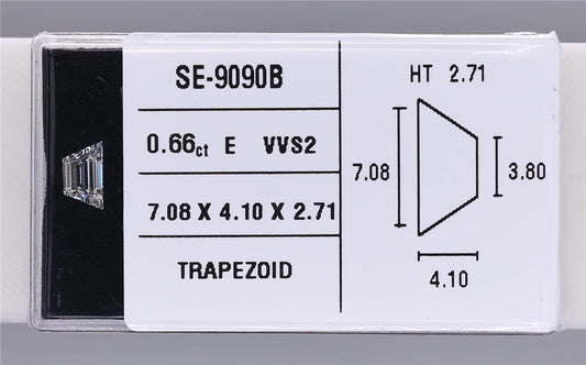 0.66 Carat Natural E VVS2 Trapezoid Diamond SE-9090B