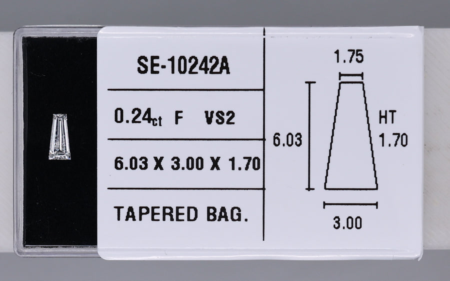 0.24 Carat Natural F VS2 Tapered baguette Diamond SE-10242A