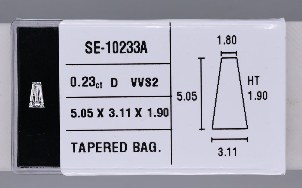 0.23 Carat Natural D VVS2 Tapered baguette Diamond SE-10233A