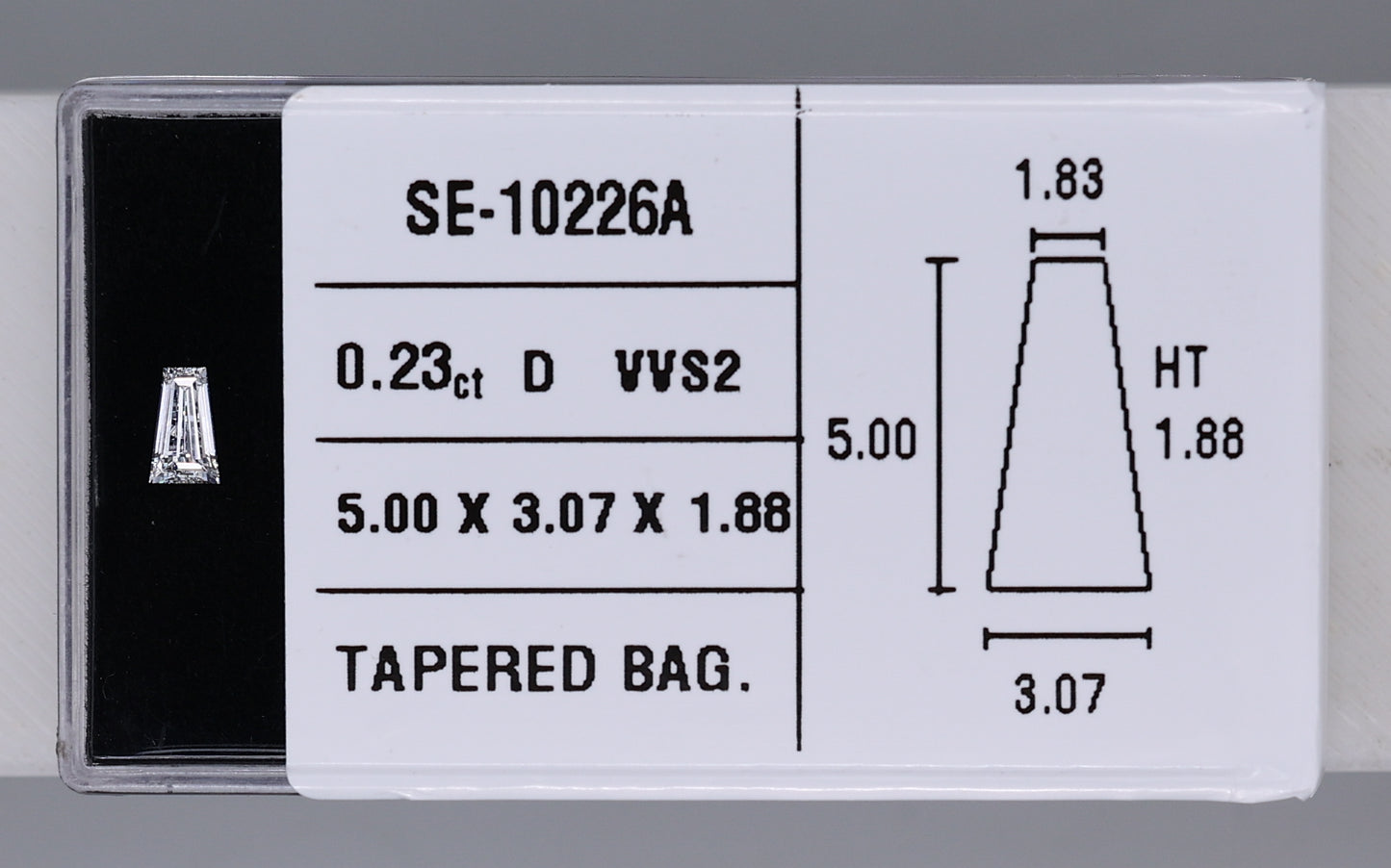 0.23 Carat Natural D VVS2 Tapered baguette Diamond SE-10226A