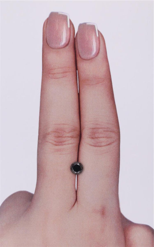 0.59 Carat Natural Fancy Black Round Diamond SE-9088TT1