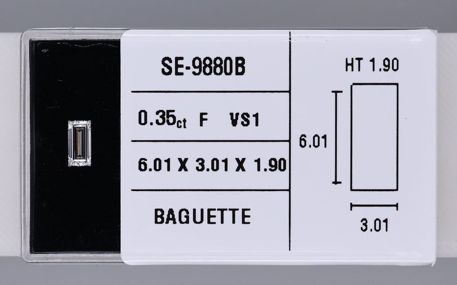 0.35 Carat Natural F VS1 Baguette Diamond SE-9880B