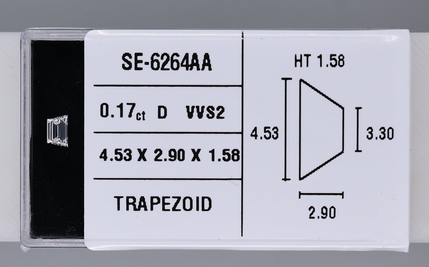 0.17 Carat Natural D VVS2 Trapezoid Diamond SE-6264AA