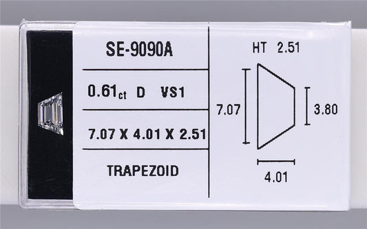 0.61 Carat Natural D VS1 Trapezoid Diamond SE-9090A
