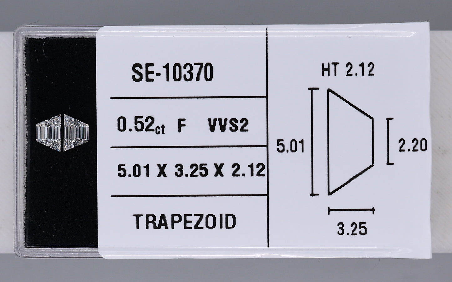 0.52 Carat Natural F VVS2 Trapezoid Diamond SE-10370