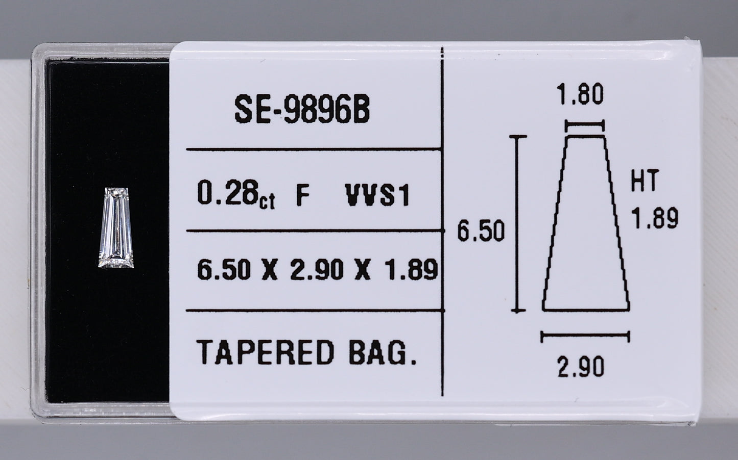 0.28 Carat Natural G VVS1 Tapered baguette Diamond SE-9896B
