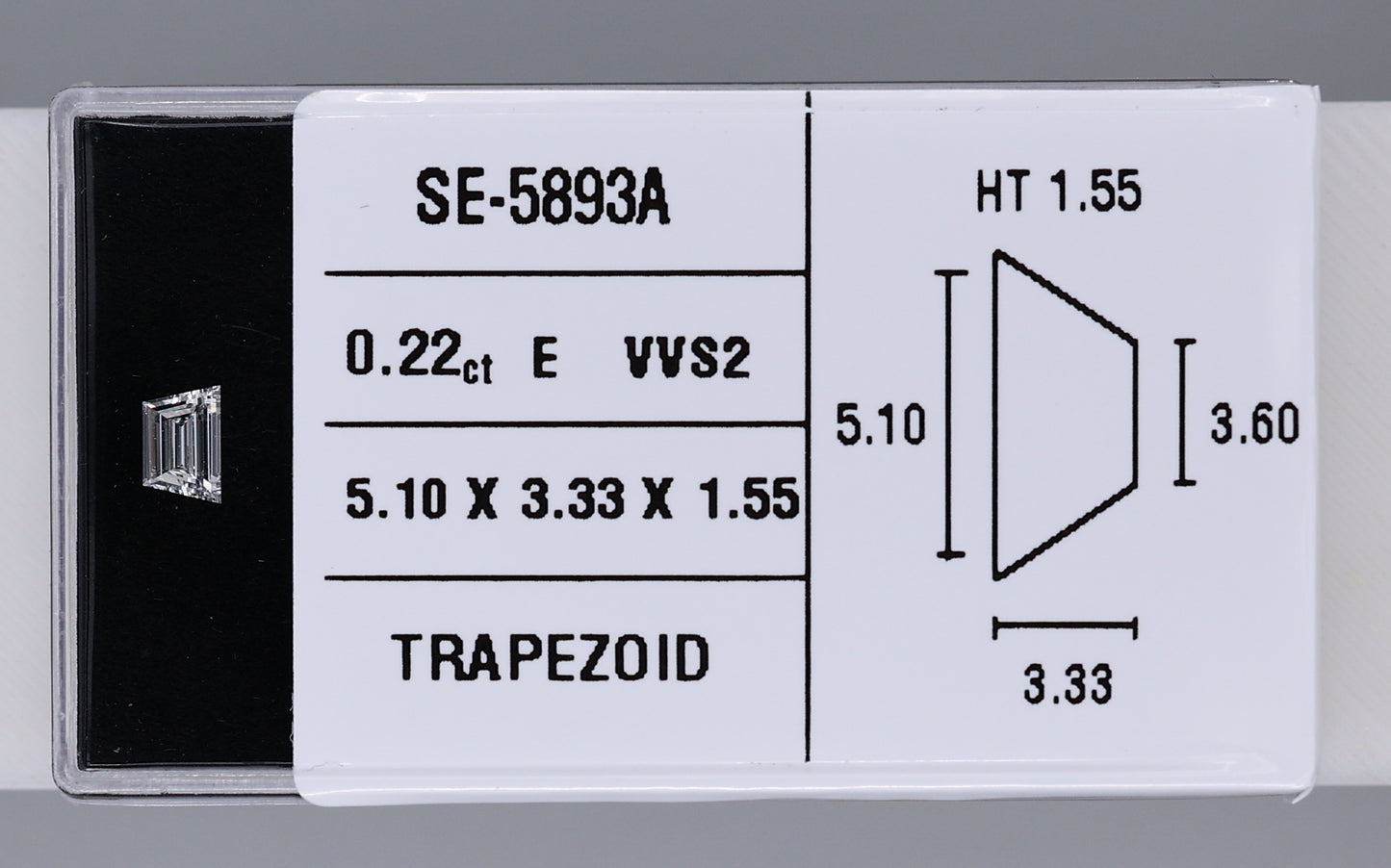 0.22 Carat Natural E VVS2 Trapezoid Diamond SE-5893AA