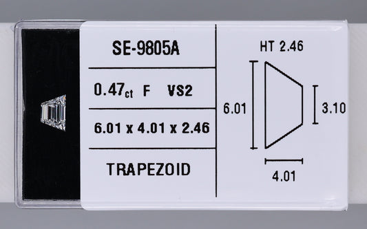 0.47 Carat Natural F VS2 Trapezoid Diamond SE-9805A