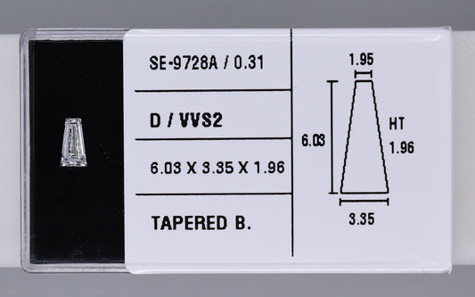 0.31 Carat Natural D VVS2 Tapered baguette Diamond SE-9728A