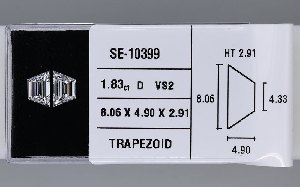 1.83 Carat Natural D VS2 Trapezoid Diamond SE-10399