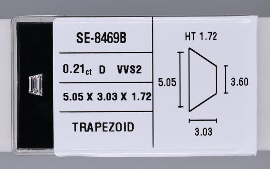 0.21 Carat Natural D VVS2 Trapezoid Diamond SE-8469BB