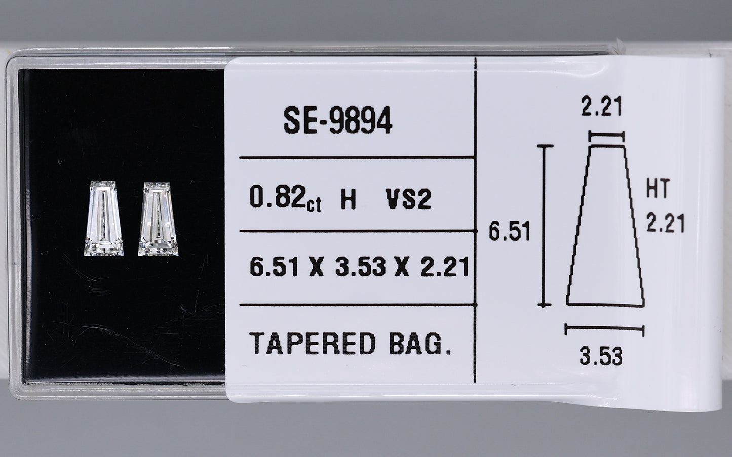 0.82 Carat Natural H VS2 Tapered baguette Diamond SE-9894