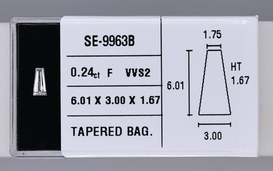 0.24 Carat Natural F VVS2 Tapered baguette Diamond SE-9963B