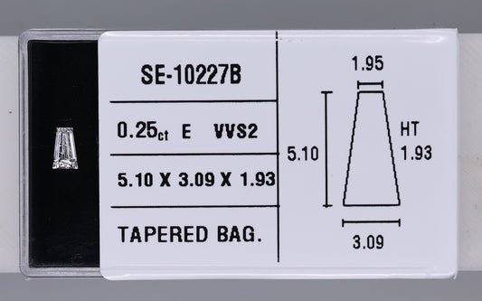 0.25 Carat Natural E VVS2 Tapered baguette Diamond SE-10227B