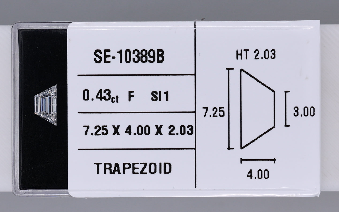 0.43 Carat Natural F SI1 Trapezoid Diamond SE-10389B