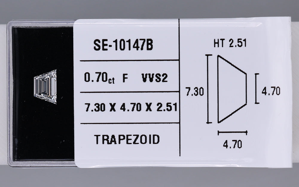 0.70 Carat Natural F VVS2 Trapezoid Diamond SE-10147B