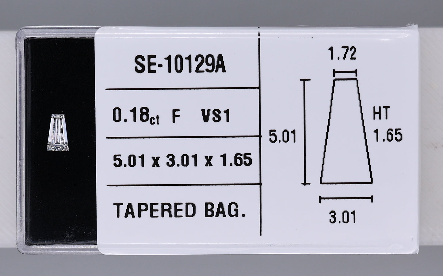 0.18 Carat Natural F VS1 Tapered baguette Diamond SE-10129A