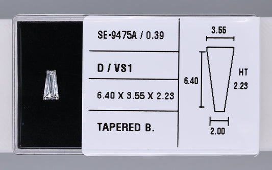 0.39 Carat Natural D VS1 Tapered baguette Diamond SE-9475A