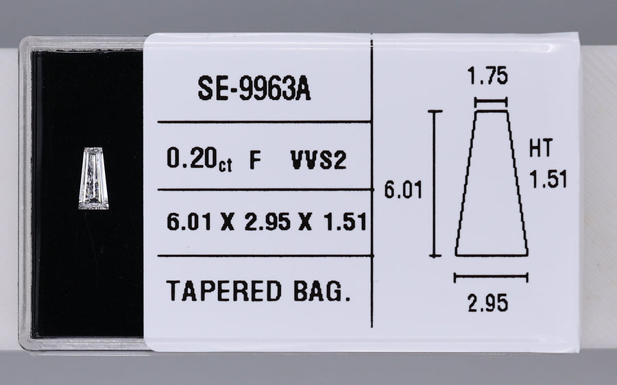 0.20 Carat Natural F VVS2 Tapered baguette Diamond SE-9963A